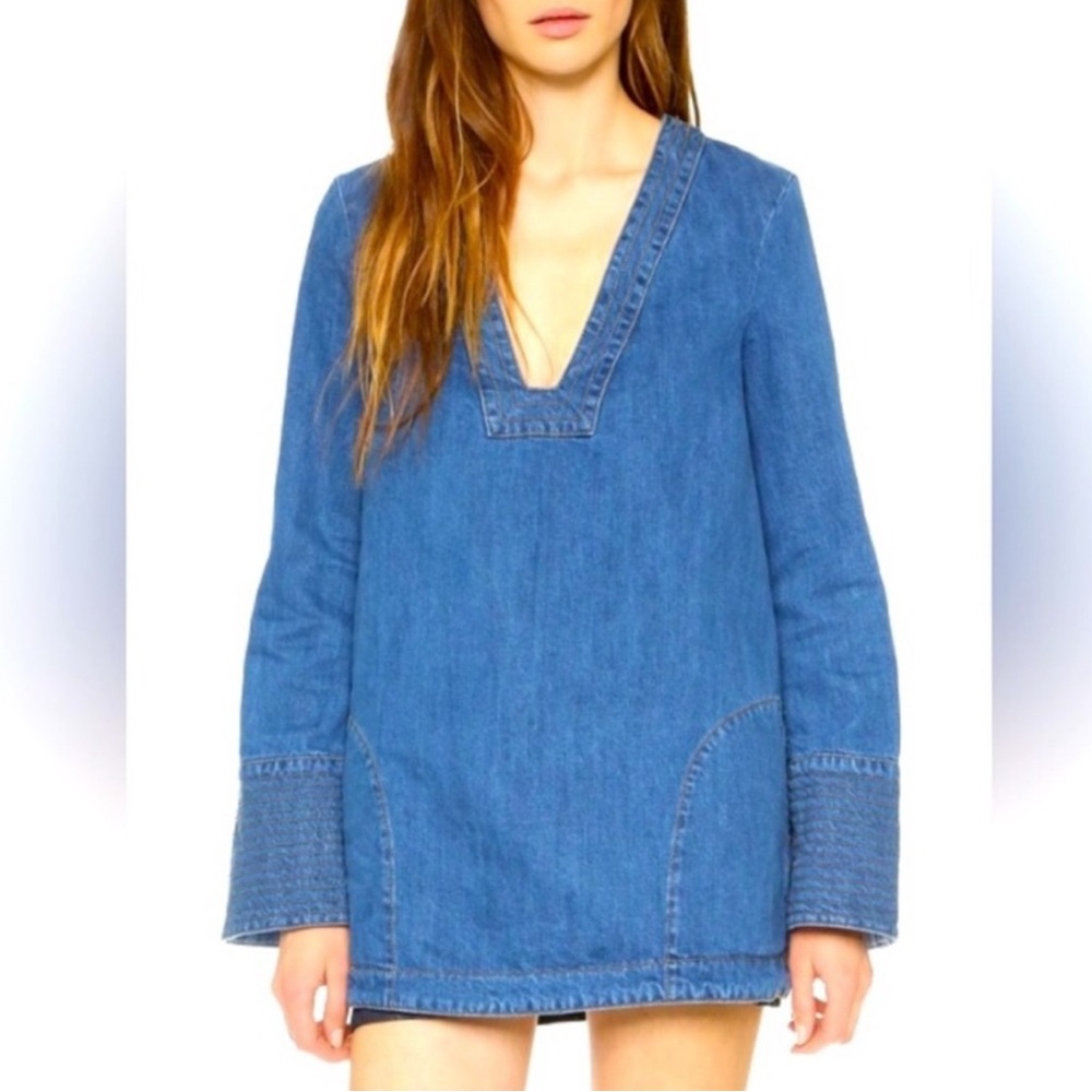 Free People Dreaming of Denim Tunic Top Mini Dress Boho Western Women’s Small